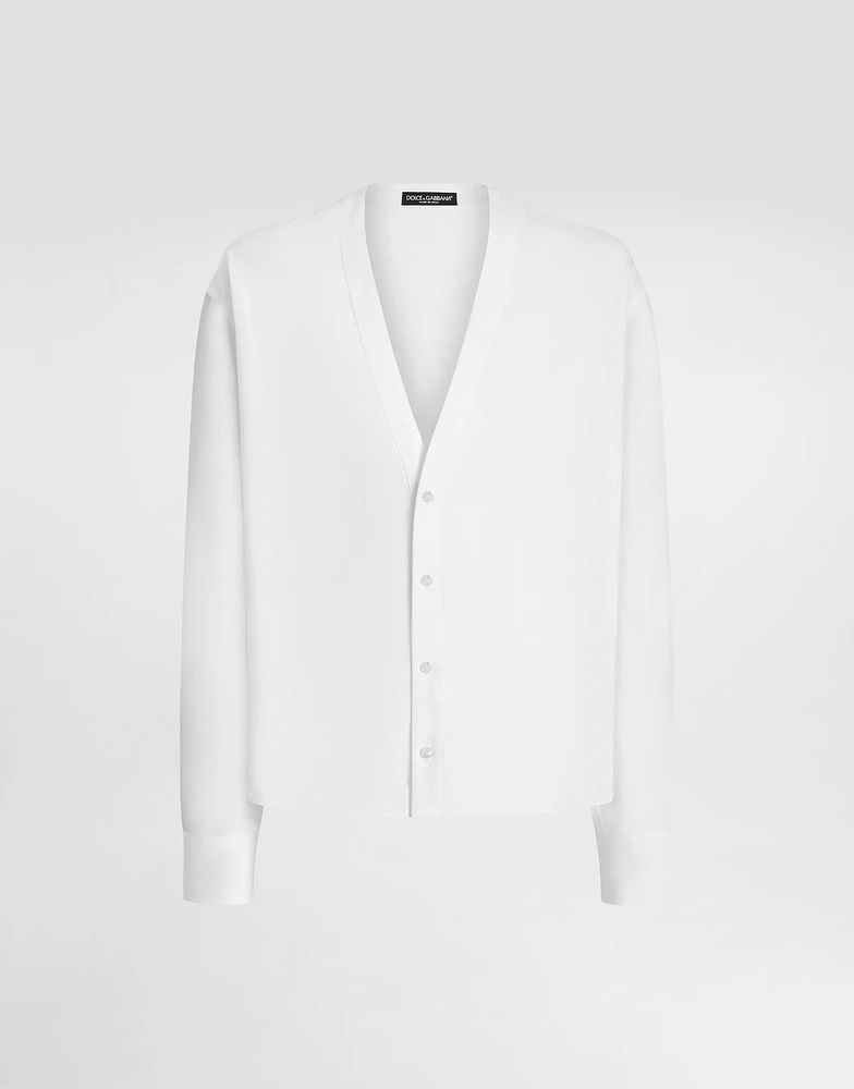 Long-sleeved linen shirt with cardigan buttoning