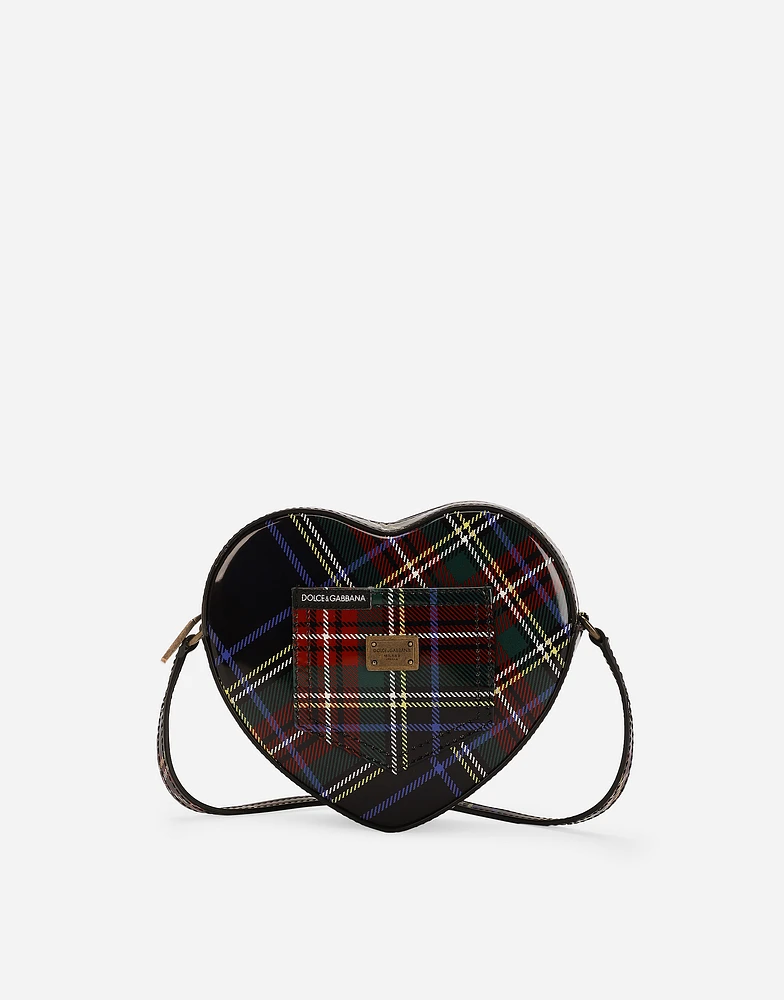DG Girlie Heart bag in tartan-print polished calfskin