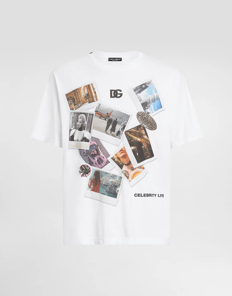 Cotton T-shirt with postcard print