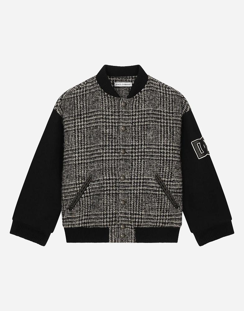 Wool-blend glen plaid bomber jacket