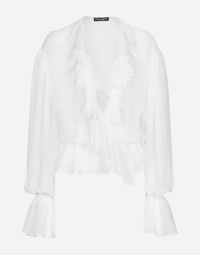 Chiffon blouse with ruffles