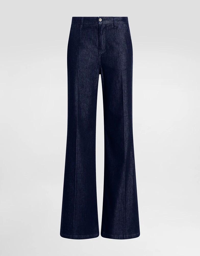 Silk denim palazzo pants