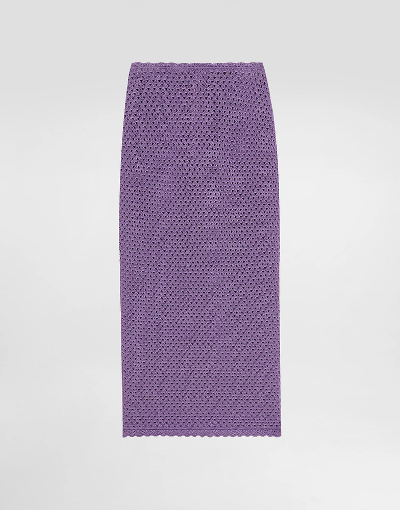 Calf-length crochet skirt