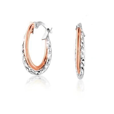Hoop earrings - 10K 2 tone Gold (white and rose). Color: 2 tone | Doucet Latendresse