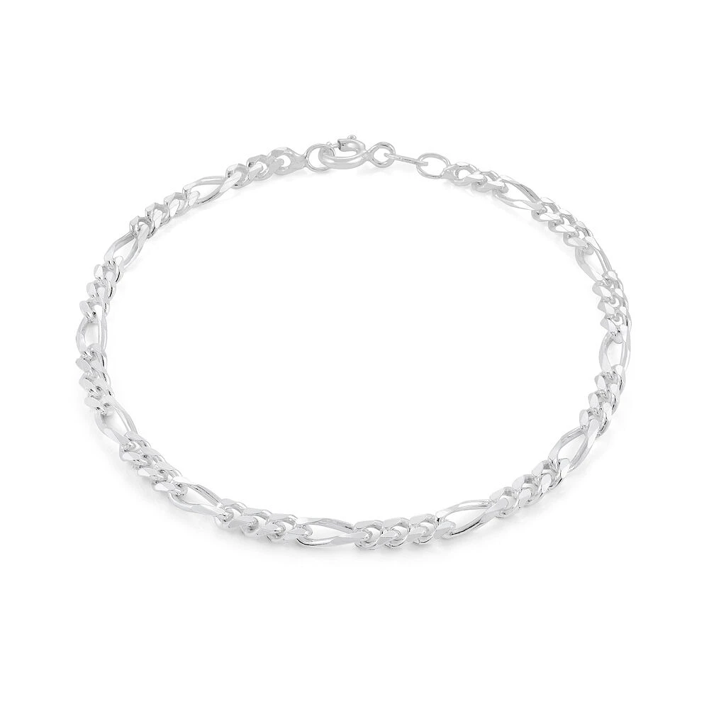 Bracelet figaro 7'' - Argent sterling. Color: blanc | Doucet Latendresse
