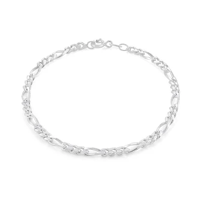 Bracelet figaro 7'' - Argent sterling. Color: blanc | Doucet Latendresse