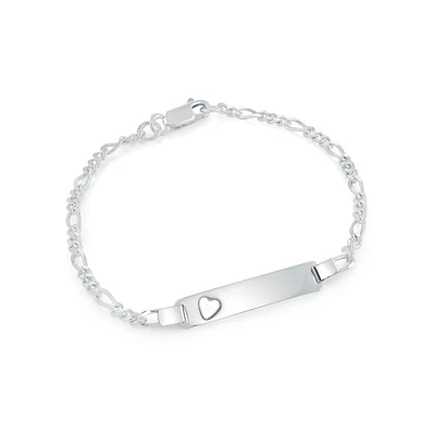 7'' ID bracelet with heart - Sterling silver. Color: white | Doucet Latendresse