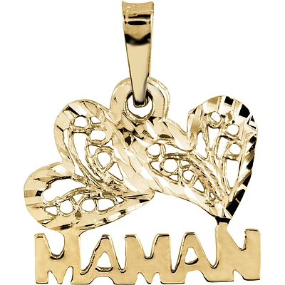 'Maman' heart pendant - 10K yellow Gold. Color: yellow | Doucet Latendresse