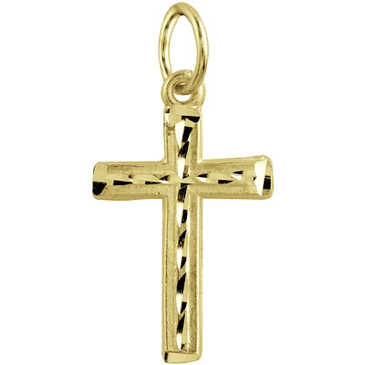 Mini cross pendant for children - 10K yellow Gold. Color: yellow | Doucet Latendresse