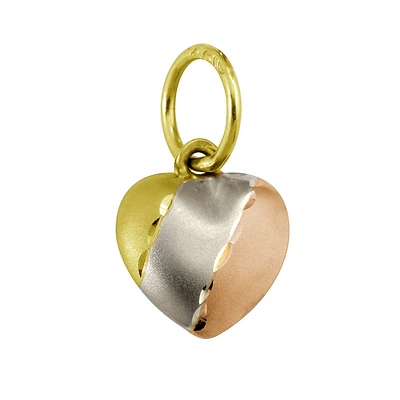 Mini-heart pendant for children - 10K 3-tone gold (yellow, white and pink). Color: 3 tone | Doucet Latendresse