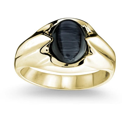 10k oval ring cat's eye stone. Color: yellow | Doucet Latendresse