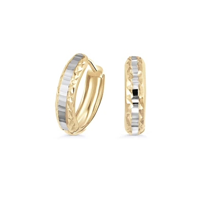 Huggies earrings for children - 10K 2 tone Gold (yellow and white). Color: 2 tone | Doucet Latendresse