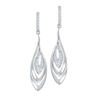 Dangling stud earrings in sterling silver with cubic zirconia. Color: silver | Doucet Latendresse