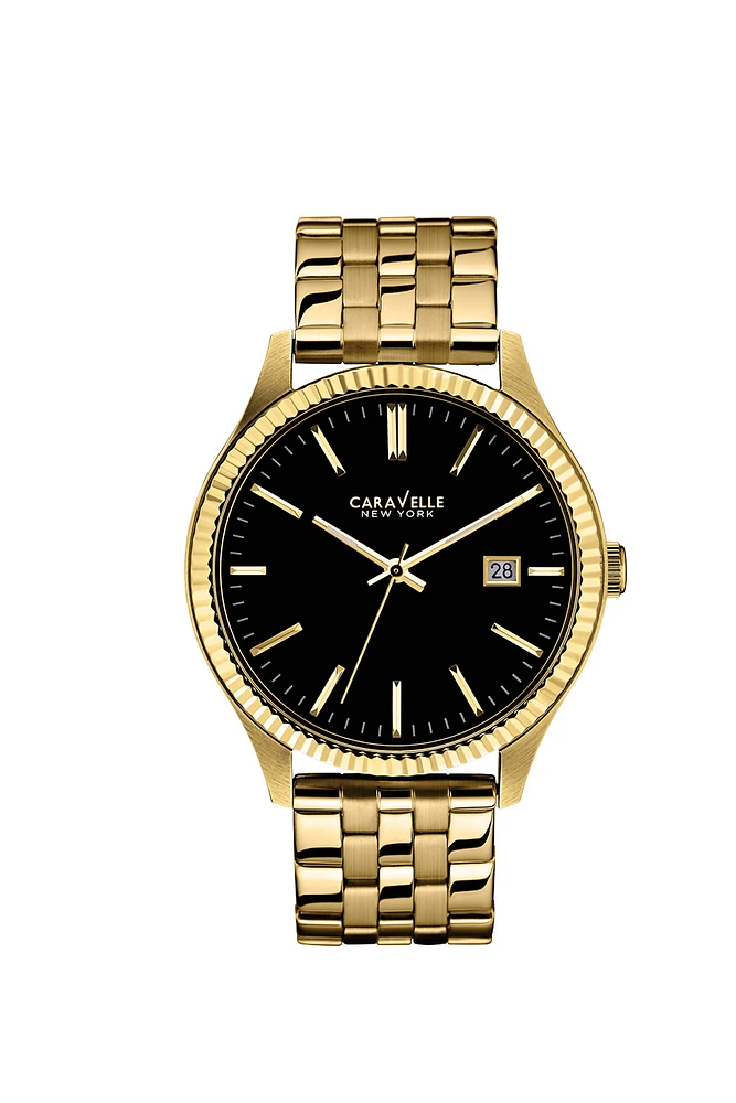 Montre Caravelle New York pour homme - Acier inoxydable couleur or jaune. | Doucet Latendresse