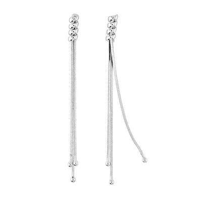 Dangling stud earrings - Sterling silver. Color: silver | Doucet Latendresse