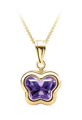 Pendentif papillon BFLY pour bébé sertis d'une améthyste (mois de Février) - Or jaune 14K. Color: jaune | Doucet Latendresse