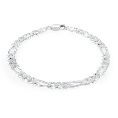 Bracelet figaro 8'' - Argent sterling. Color: blanc | Doucet Latendresse