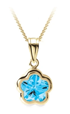 Pendentif fleur BFLY pour bébé sertis d'une topaze bleue (mois de Décembre) - Or jaune 14K. Color: jaune | Doucet Latendresse