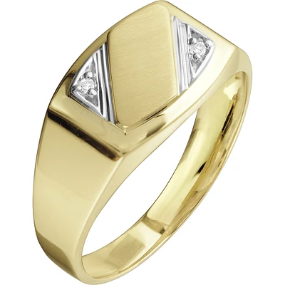 10K twin triangle diamond ring. Color: yellow | Doucet Latendresse