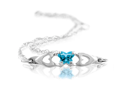 BFLY bracelet for babies or young girls in sterling silver with yellow cubic zirconia (month of October). Color: silver | Doucet Latendresse