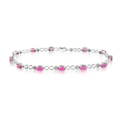 Diamond bracelet 0.06 Carats T.W. with ruby - in 10K white Gold. Color: white | Doucet Latendresse