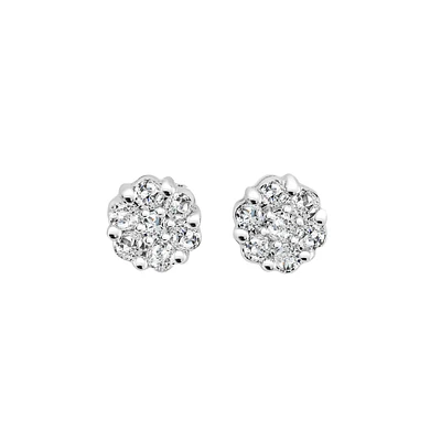 Screw-back stud earrings - 10K white Gold & Diamonds T.W. 15pts.. Color: white | Doucet Latendresse