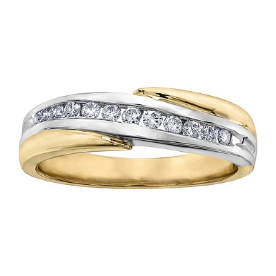 Half-eternity anniversary ring for woman - 10K 2-tone Gold & Diamonds. Color: 2 tone | Doucet Latendresse