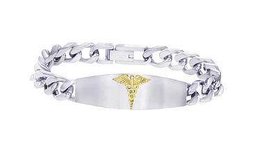 Medical bracelet for men - 2-tone stainless steel. Color: 2 tone | Doucet Latendresse
