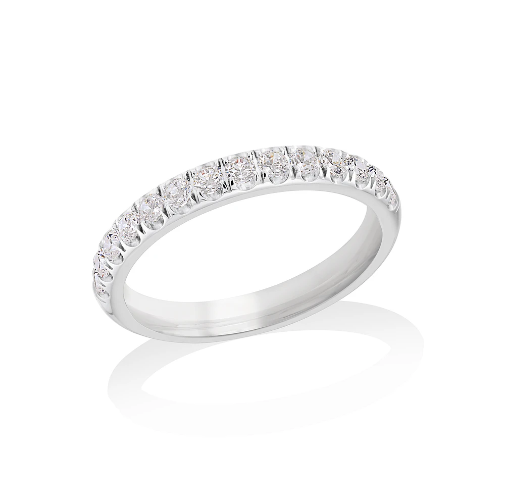 Jonc semi-éternité pour femme - Acier inoxydable & Zircon cubique. Color: blanc | Doucet Latendresse