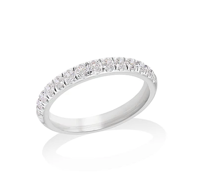 Jonc semi-éternité pour femme - Acier inoxydable & Zircon cubique. Color: blanc | Doucet Latendresse