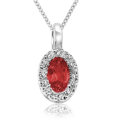 Pendant for women  - 10K white gold with ruby &  diamonds , with necklace 18''. Color: white | Doucet Latendresse