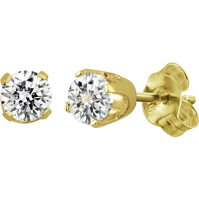 Earrings with cubic zirconnia of 2 X 0.025 Carats - in 14K yellow Gold. Color: yellow | Doucet Latendresse