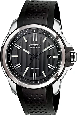 Citizen Eco-Drive watch for men - Black dial with mineral crystal & Band in polyurethane | Doucet Latendresse