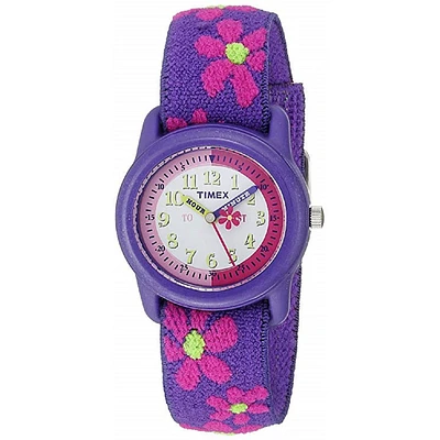 Timex watch with quartz movement for kids - Flower patterned fabric band | Doucet Latendresse