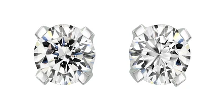 Screw back stud earrings - 14K white Gold & Diamonds 5pts.. Color: white | Doucet Latendresse