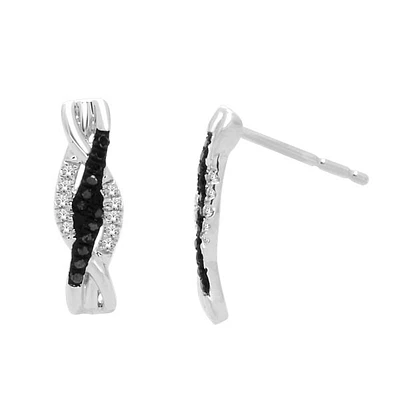Stud earrings - 10K white Gold & Black and white diamonds 0.06 Carat T.W.. Color: white | Doucet Latendresse