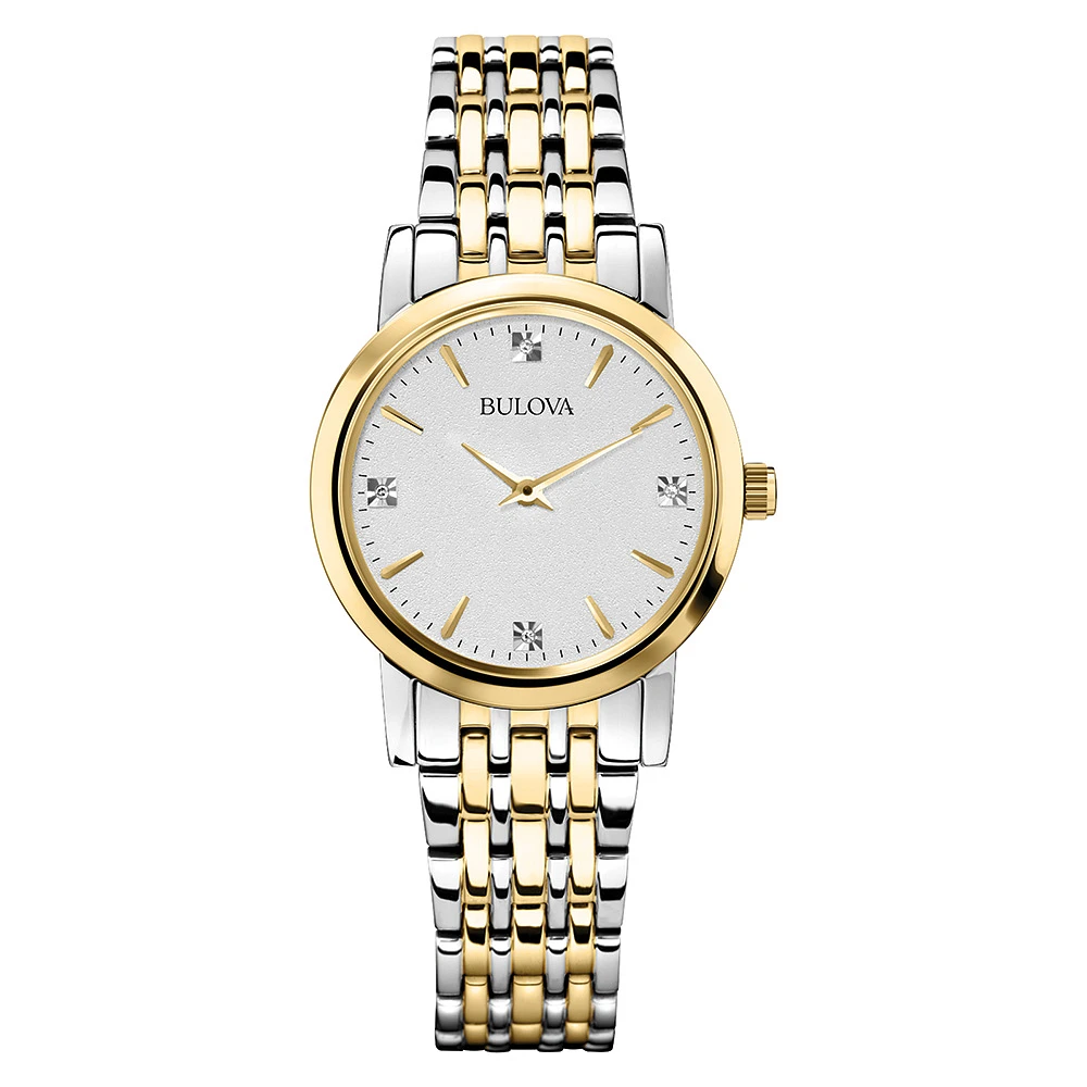 Montre Bulova à quartz pour femme - Cadran blanc-argenté | Doucet Latendresse