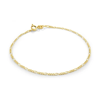 Bracelet 7'' figaro pour femme - Or jaune 10K. Color: jaune | Doucet Latendresse