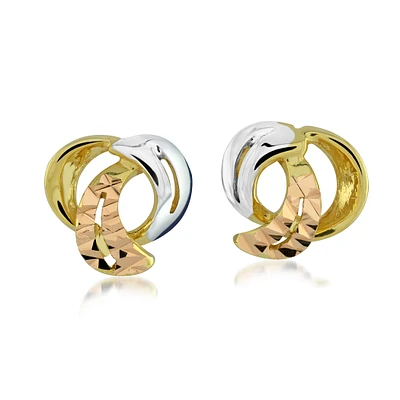 Earrings with pattern for kids - 10K 3-tone Gold. Color: 3 tone | Doucet Latendresse