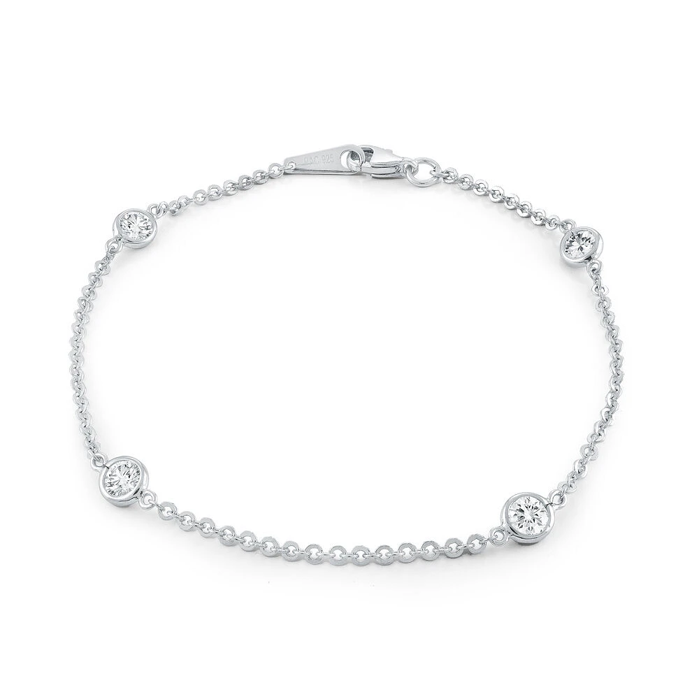 Bracelet pour femme - Argent sterling & Zircons cubiques. Color: blanc | Doucet Latendresse