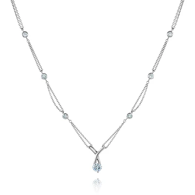Necklace for woman - Sterling silver & Cubic zirconia. Color: silver | Doucet Latendresse