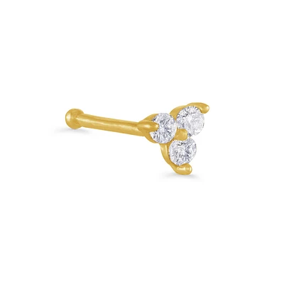 Nose stud with cubic zirconia for women - 10K yellow Gold. Color: yellow | Doucet Latendresse