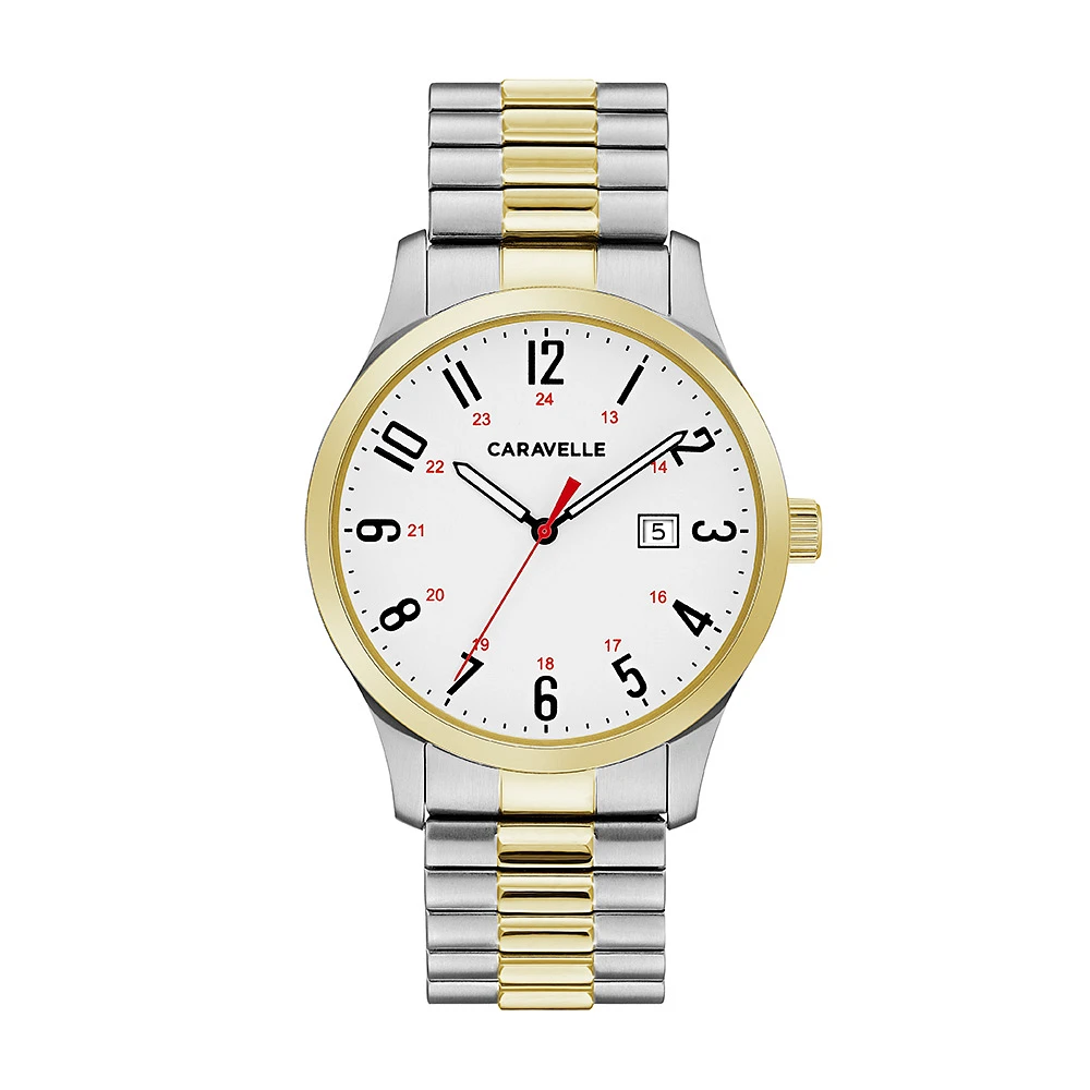 Montre Caravelle NY pour hommes - Acier inoxydable 2 tons & Bracelet extensible | Doucet Latendresse