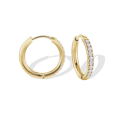 Hoop earrings - Yellow stainless steel & Cubic zirconia. Color: yellow | Doucet Latendresse