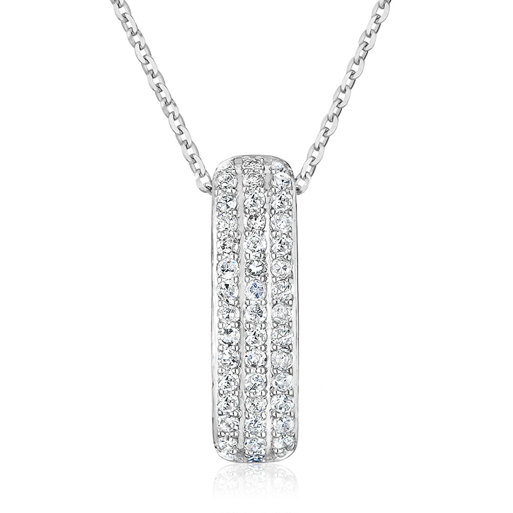 Triple row pendant for woman - 10K white gold & Diamonds - 18