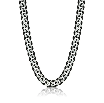Chaîne gourmette 24'' pour homme - Acier inoxydable mat. Color: noir | Doucet Latendresse