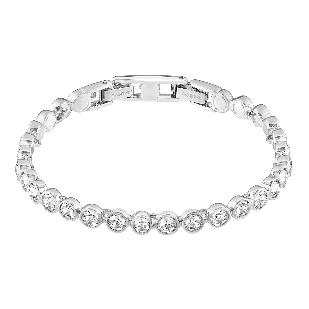 Bracelet Tennis Swarovski, blanc, métal rhodié 7''. Color: blanc | Doucet Latendresse