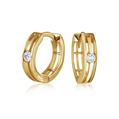 Huggies earrings for woman - 10K yellow gold & Cubic zirconia. Color: yellow | Doucet Latendresse