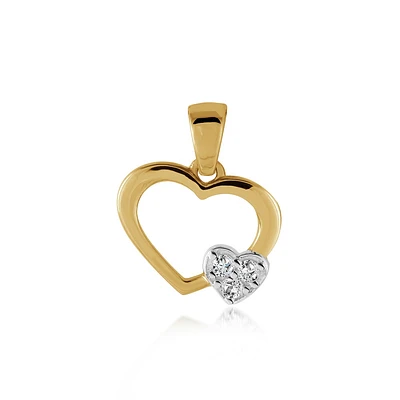 Hearts pendant for woman - 10K yellow gold & Cubic zirconia. Color: yellow | Doucet Latendresse