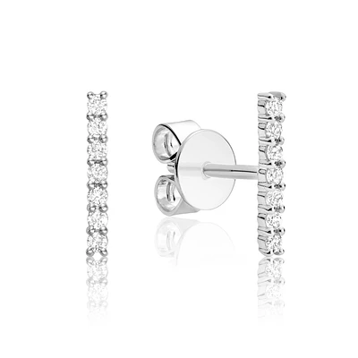 Boucles d'oreilles pour femme - Or blanc 10K & Diamants totalisant 11pts.. Color: blanc | Doucet Latendresse